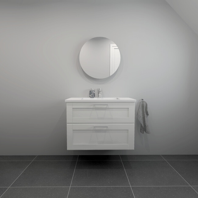 Kitchn Badsæt 82 Cm Hvid Marmorvask