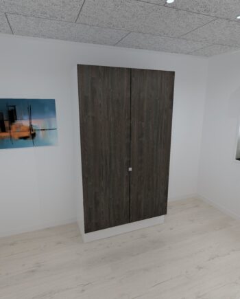 Kitchn Garderobeskab Med   Låger   Træ 120 Cm Fra Kitchn Med Cleveland Mørk Eg Front