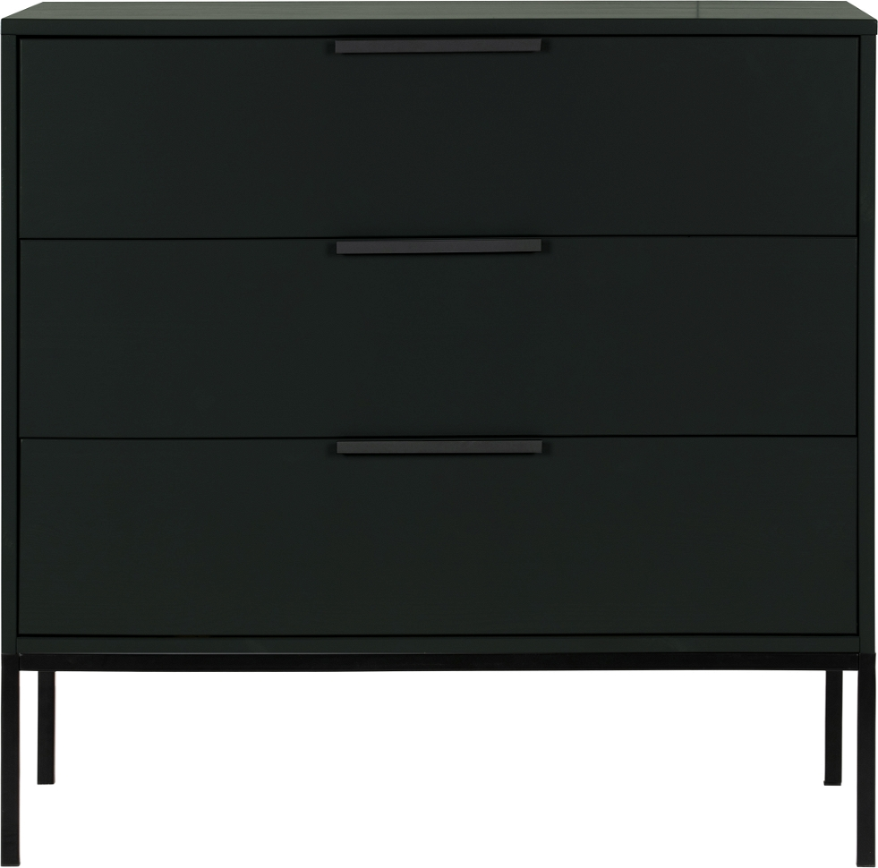 Kommode Woood Adam Sort Lak  Fsc-certificeret Fyrretræ  Stålbase  H93   B52   L94 Cm