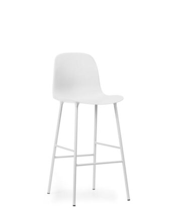 Normann Copenhagen Form Barstol Med Ryglæn H75 Cm Hvid Hvid Stål
