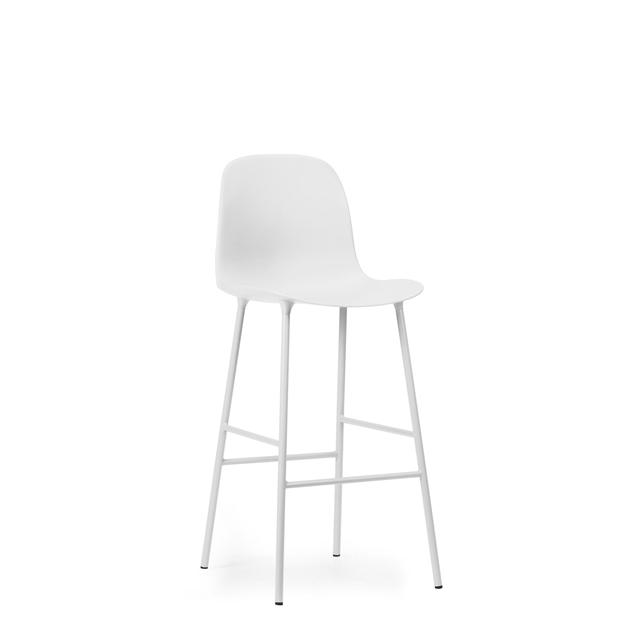 Normann Copenhagen Form Barstol Med Ryglæn H75 Cm Hvid Hvid Stål