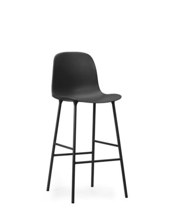 Normann Copenhagen Form Barstol Med Ryglæn H75 Cm Sort Sort Stål