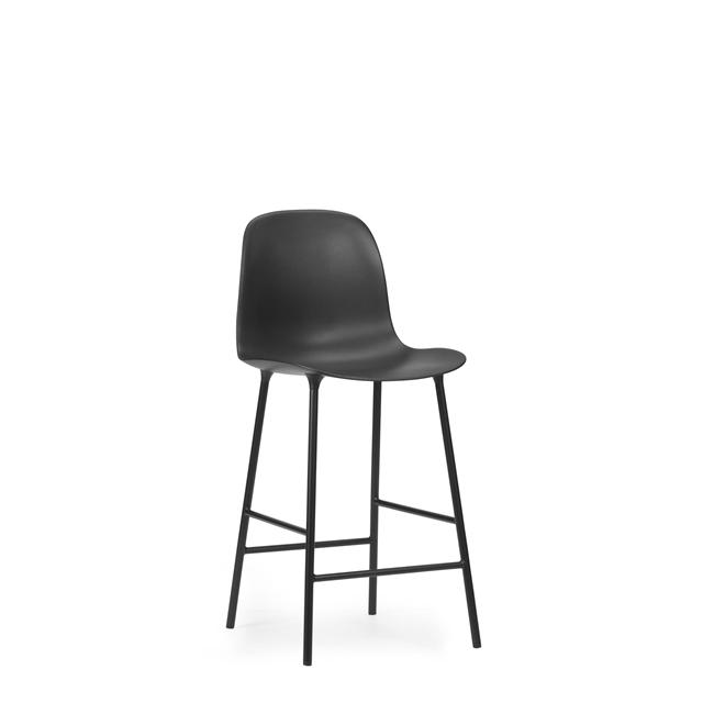 Normann Copenhagen Form Barstol Med Ryglæn H65 Cm Sort Sort Stål