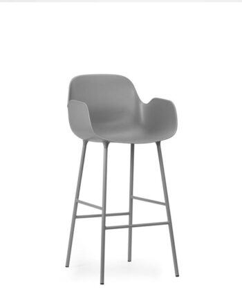Normann Copenhagen Form Barstol Med Ryglæn Og Armlæn H75 Cm Grå Grå Stål