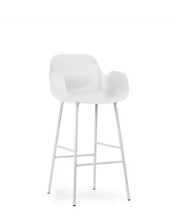 Normann Copenhagen Form Barstol Med Ryglæn Og Armlæn H75 Cm Hvid Hvid Stål