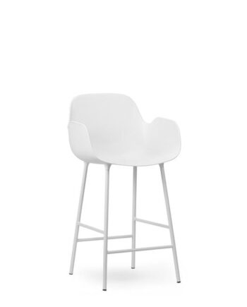Normann Copenhagen Form Barstol Med Ryglæn Og Armlæn H65 Cm Hvid Hvid Stål