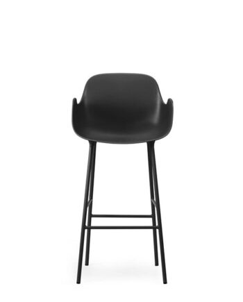 Normann Copenhagen Form Barstol Med Ryglæn Og Armlæn H75 Cm Sort Sort Stål