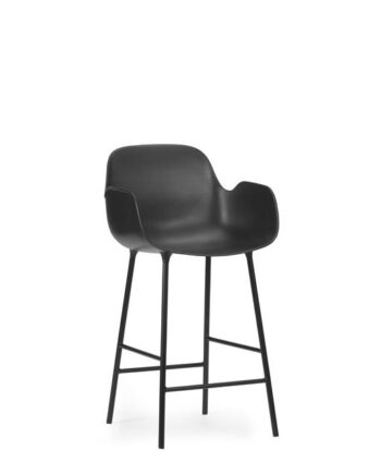 Normann Copenhagen Form Barstol Med Ryglæn Og Armlæn H65 Cm Sort Sort Stål