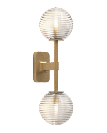 Astro Tacoma Twin Væglampe Antik Messing   Rillet Skærm Transparent