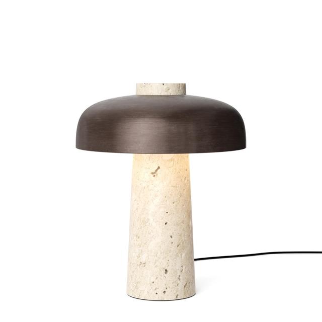 Audo Reverse Bordlampe Travertin Bruneret Messing