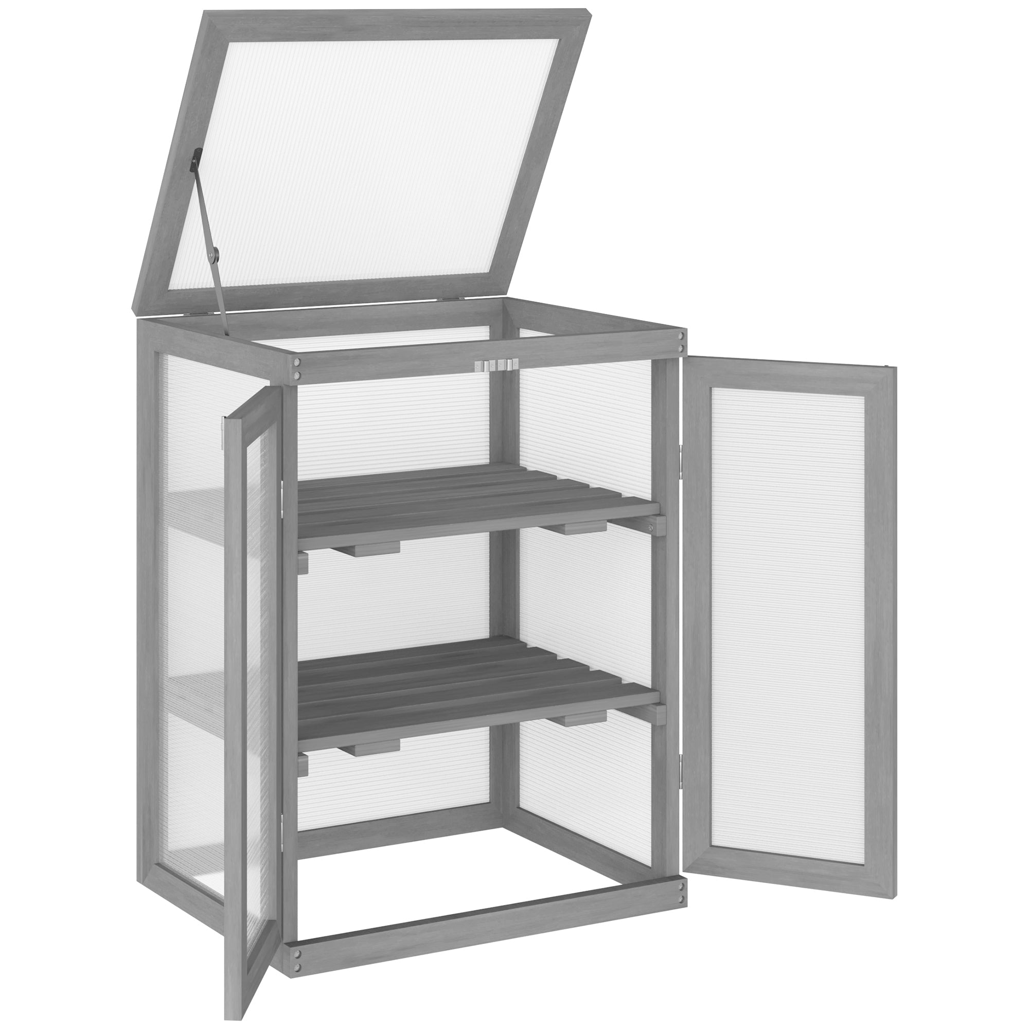 Drivhus  Transparent  Egnet Til Udendørs Brug  Træ   Polycarbonat  58   44   78 Cm