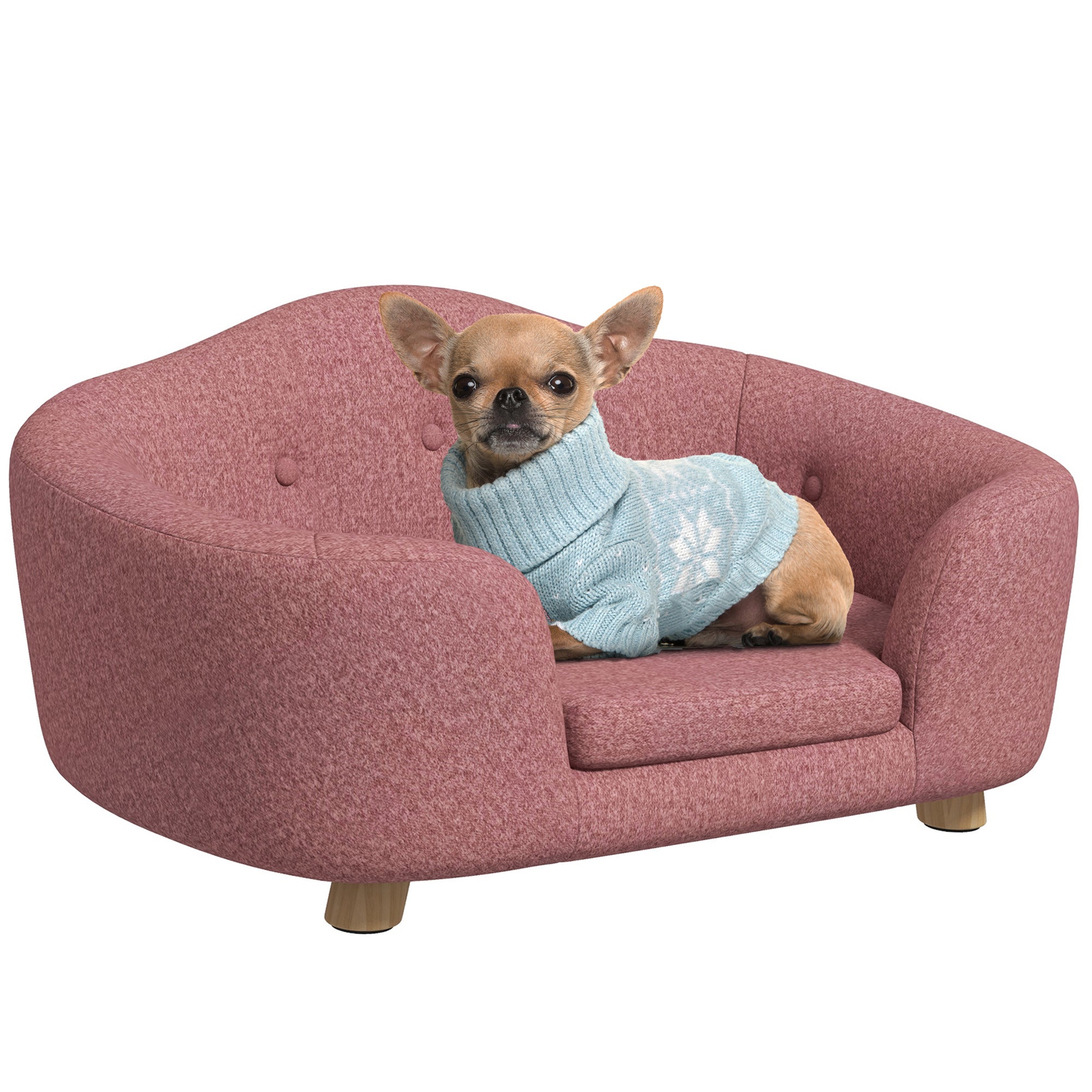 Kæledyrssofa Hundemåtte Hundeseng Hundesofa Hundesofa Kattesofa Med Hynde Baglomme Plysskum Fyrretræ Pink 70   47   30 Cm