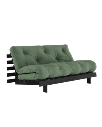 Karup Design Roots Sovasofa Med Roots Madras 160x200 Oliven Grøn Sortlakeret