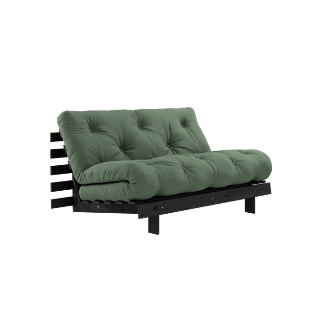 Karup Design Roots Sovasofa Med Roots Madras 140x200 Oliven Grøn Sortlakeret