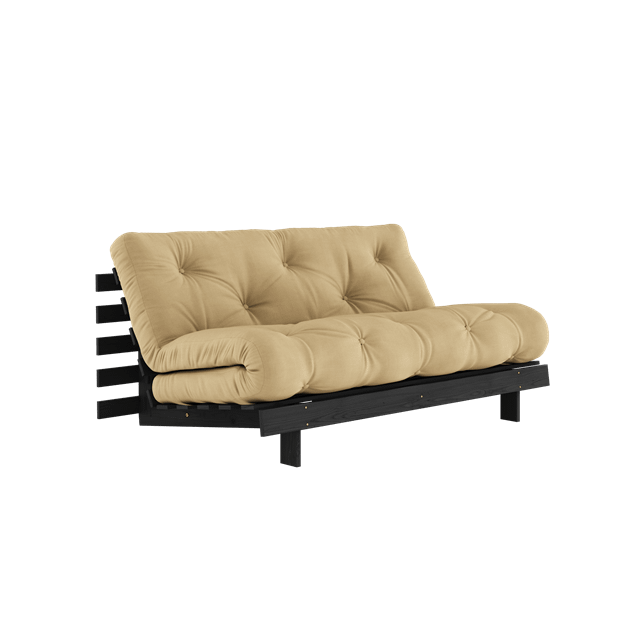 Karup Design Roots Sovasofa Med Roots Madras 160x200 Wheat Beige Sortlakeret