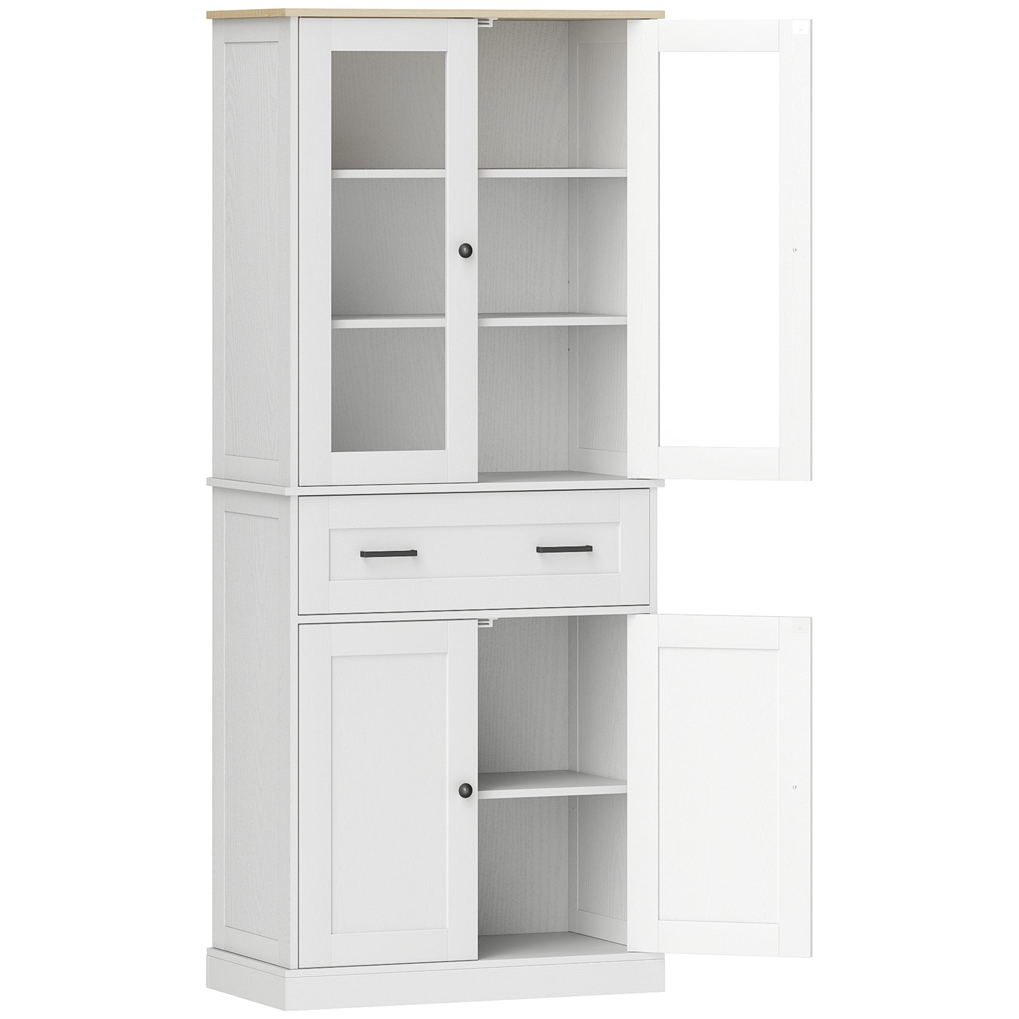 Køkkenskab  Buffet  Akrylfront  Skuffer  76   40   182   Cm  Cremehvid