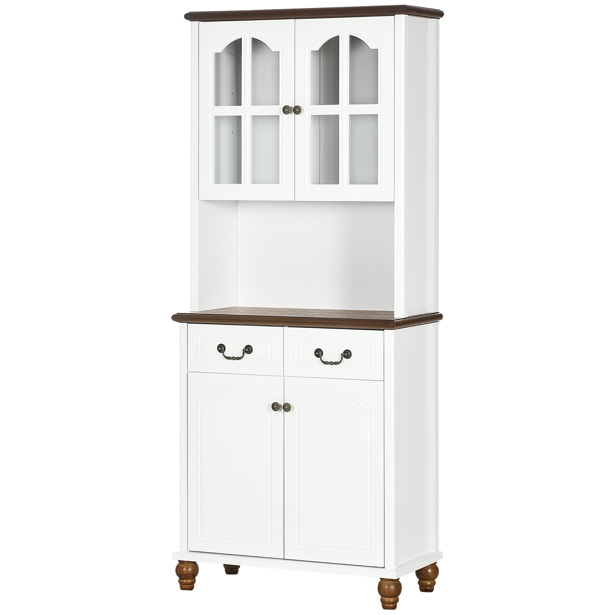 Køkkenskab  Buffet    Skuffer    Skabe  Klassisk Design  Hvid   Mørkebrun  76   38   182 Cm