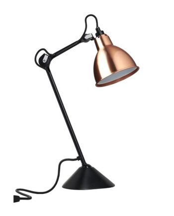 Lampe Gras N205 Bordlampe Hvid   Mat Sort   Kobber