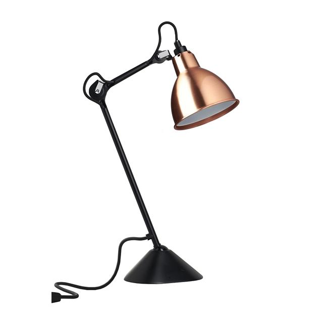Lampe Gras N205 Bordlampe Hvid Mat Sort Kobber