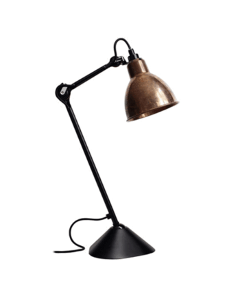 Lampe Gras N205 Bordlampe Mat Sort Rå Kobber