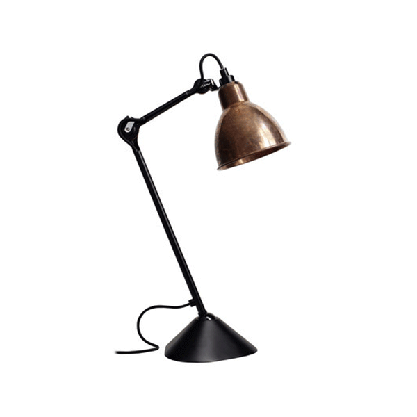Lampe Gras N205 Bordlampe Mat Sort Rå Kobber