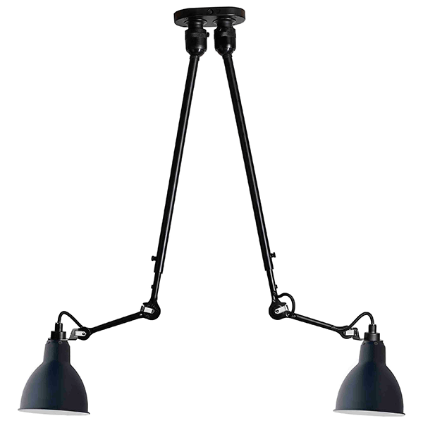 Lampe Gras N302 Loftlampe Double Mat Sort Mat Blå