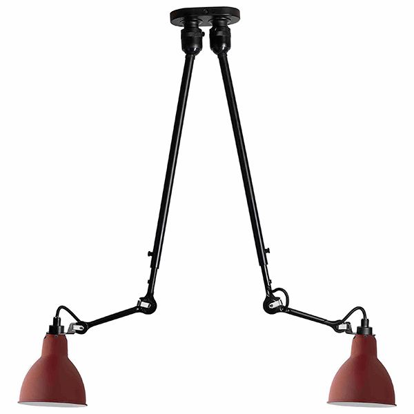 Lampe Gras N302 Loftlampe Double Mat Sort Mat Rød
