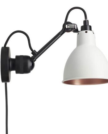Lampe Gras N304 Væglampe Mat Sort   Hvid Kobber Med Ledning