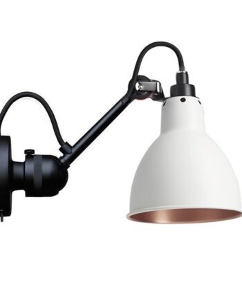 Lampe Gras N304 Væglampe Mat Sort Hvid Kobber Med Tænd Sluk