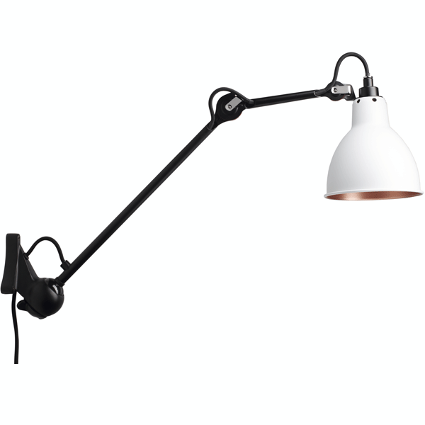 Lampe Gras N222 Væglampe Mat Sort Hvid Kobber