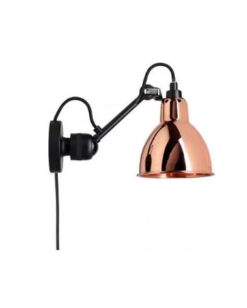 Lampe Gras N304 Væglampe Mat Sort   Kobber Med Ledning
