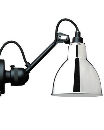 Lampe Gras N304 Væglampe Mat Sort   Krom Med Tænd Sluk