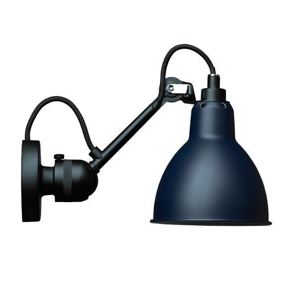 Lampe Gras N304 Væglampe Mat Sort Mat Blå Hardwired