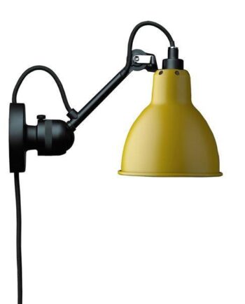 Lampe Gras N304 Væglampe Mat Sort   Mat Gul Med Ledning