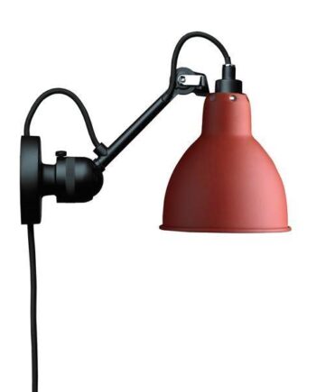 Lampe Gras N304 Væglampe Mat Sort   Mat Rød Med Ledning