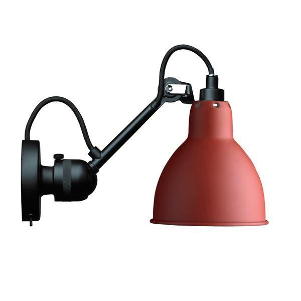 Lampe Gras N304 Væglampe Mat Sort Mat Rød Med Tænd Sluk