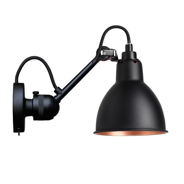Lampe Gras N304 Væglampe Mat Sort Mat Sort Kobber Med Tænd Sluk