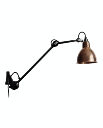 Lampe Gras N222 Væglampe Mat Sort   Rå Kobber