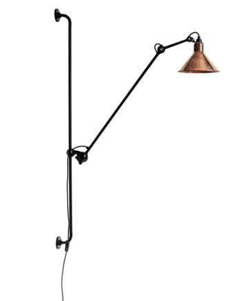 Lampe Gras N214 Væglampe Mat Sort Rå Kobber