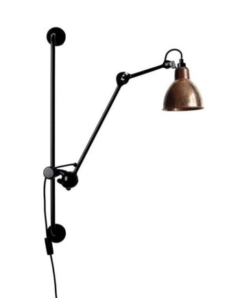 Lampe Gras N210 Væglampe Mat Sort   Rå Kobber