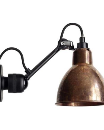 Lampe Gras N304 Væglampe Mat Sort   Rå Kobber Med Ledning