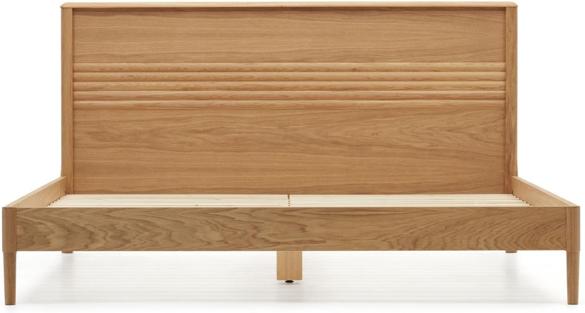 Sengeramme Dobbeltseng Kave Home Lenon 160x200 Cm Massivt Egetræ Nordisk Moderne Design