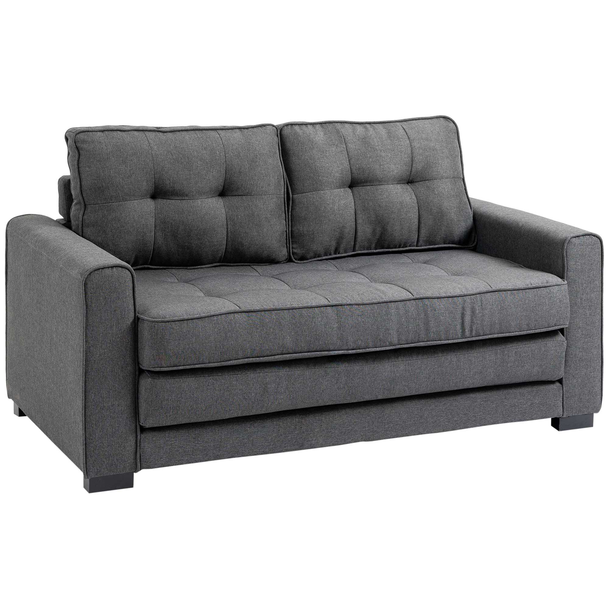 Sovesofa Klapsofa  -personers Stof Sovesofa Med Sovefunktion Sofasæt Linen Touch Gummitræ Grå 147     75   85 Cm