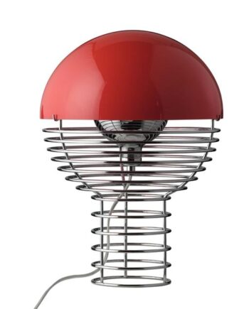 Verpan Wire Bordlampe ø30 Krom Rød