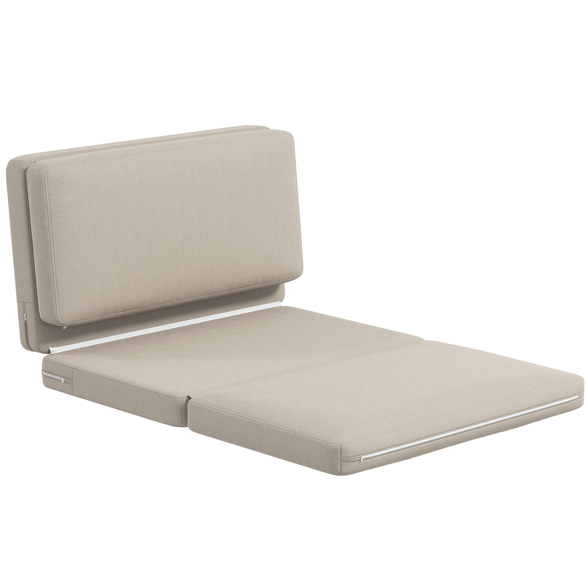 - -  Foldbar Lænestol Med Gæstemadras  Delbar  120 Cm Bred  Beige