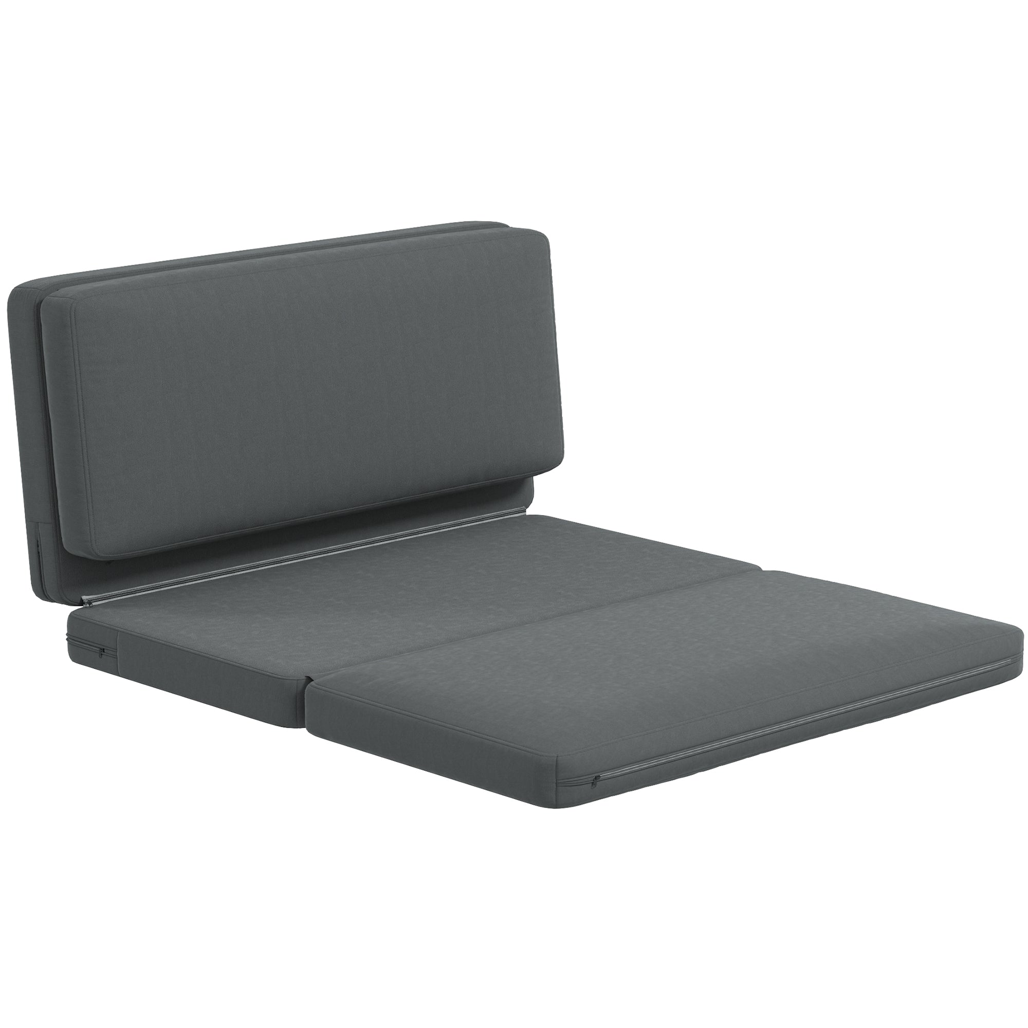 - -  Foldbar Lænestol Med Gæstemadras  Delbar  138 Cm Bred  Mørkegrå