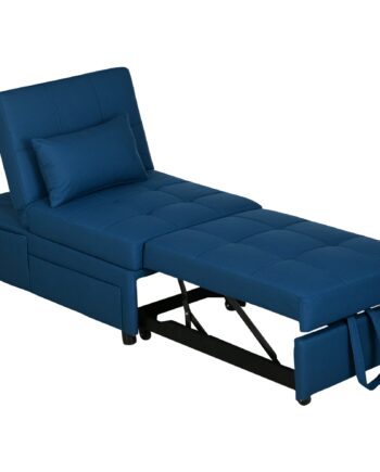 - -  Klapstol Med Sidelomme  Gæsteseng Med Pude  Justerbar Ryglæn  Sengestol Med Hjul  Blå