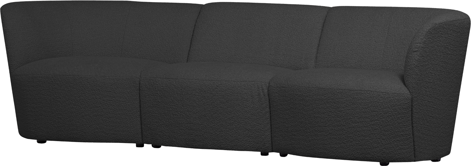 -personers Bouclé Sofa Woood Coco   Mørkegrå H70xb227xd72 Cm
