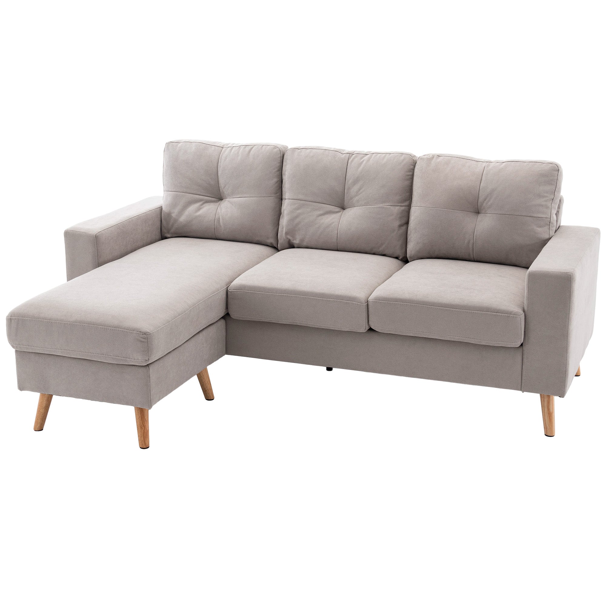 -personers Hjørnesofa  Linnedlook  Vendbar Chaiselong  193   136   85 Cm  Lysegrå