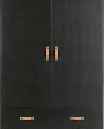 Klædeskab Woood Dian   Mat Sort Fyrretræ 180x94x40 Cm